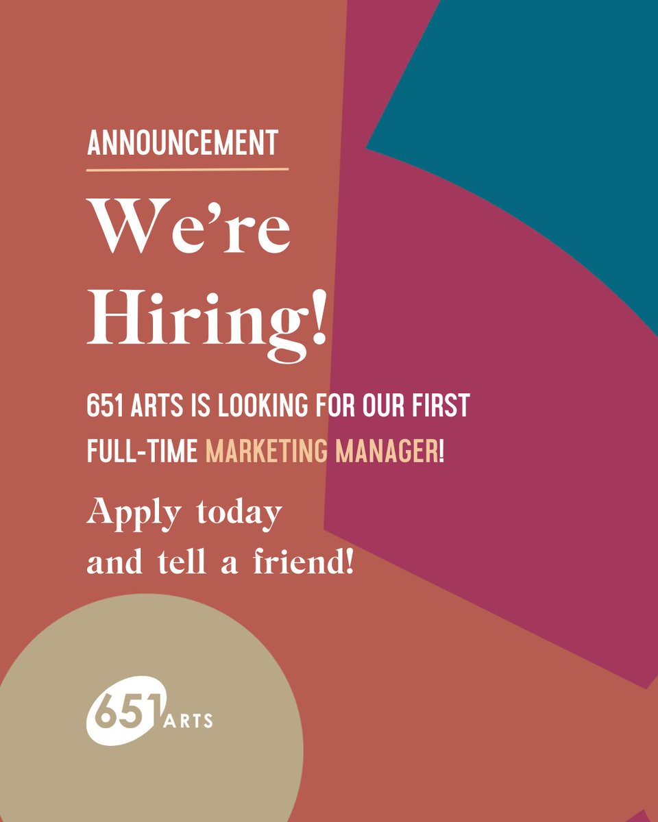 The 651 ARTS Family is growing and this time we are looking for our first full-time Marketing Manager! Are you or do you know the perfect person for this role? We’d love to hear from you! Tap the link below to apply and learn more! 651arts.org/work-with-us/