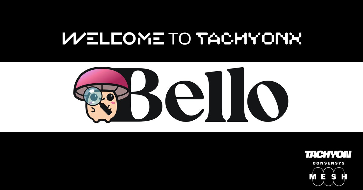 1/ We’re thrilled to welcome <a href="/bellosights/">Bello 🍄</a> to the #TachyonX program. Bello makes on-chain data accessible to everyone! 🎉
