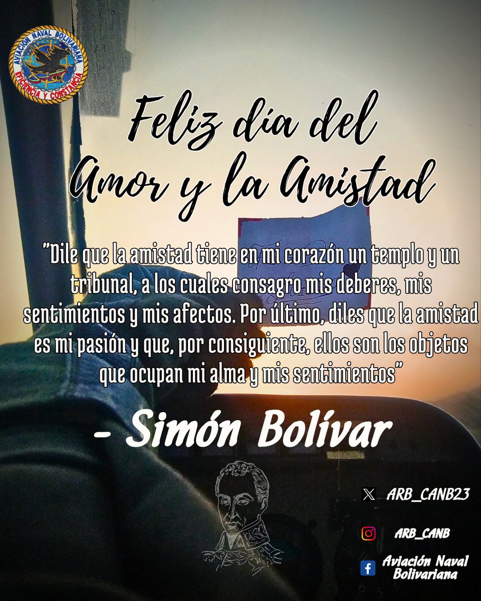 📌Hoy #14FEB la <a href="/ARB_CANB23/">Aviacion Naval Bolivariana</a> Celebra el Día del Amor y la Amistad, recordando que "El amor es la fuerza más grande del mundo, y la amistad es su fiel compañera"

Aviadores Navales Por Siempre
