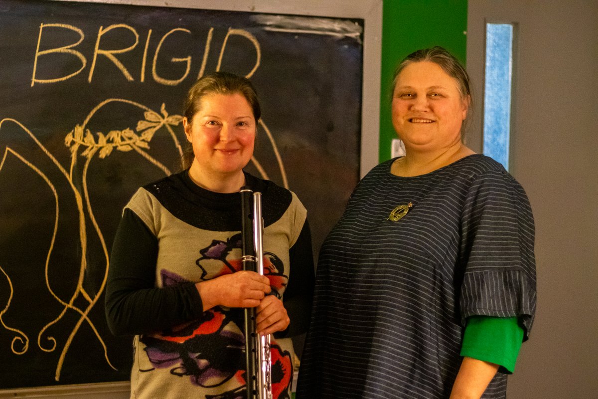 MoneydarraghHub's tweet photo. Sinead McAleavey and Thérese Bann put on a great show on Saturday past with Brigid: about the rich folk tales of the goddess and saint, and highlighting a role model for women though her story! 🍃 https://t.co/bmTbBRDTQ9