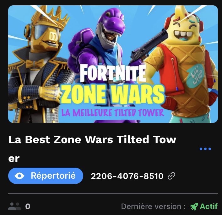 Bonjour, j’ai créé une Zone Wars Tilted, où tout le monde a les mêmes armes. Comme ça pas d’excuse 😋
N’hésitez pas à allez dessus ☺️
Merci 

2206-4076-8510