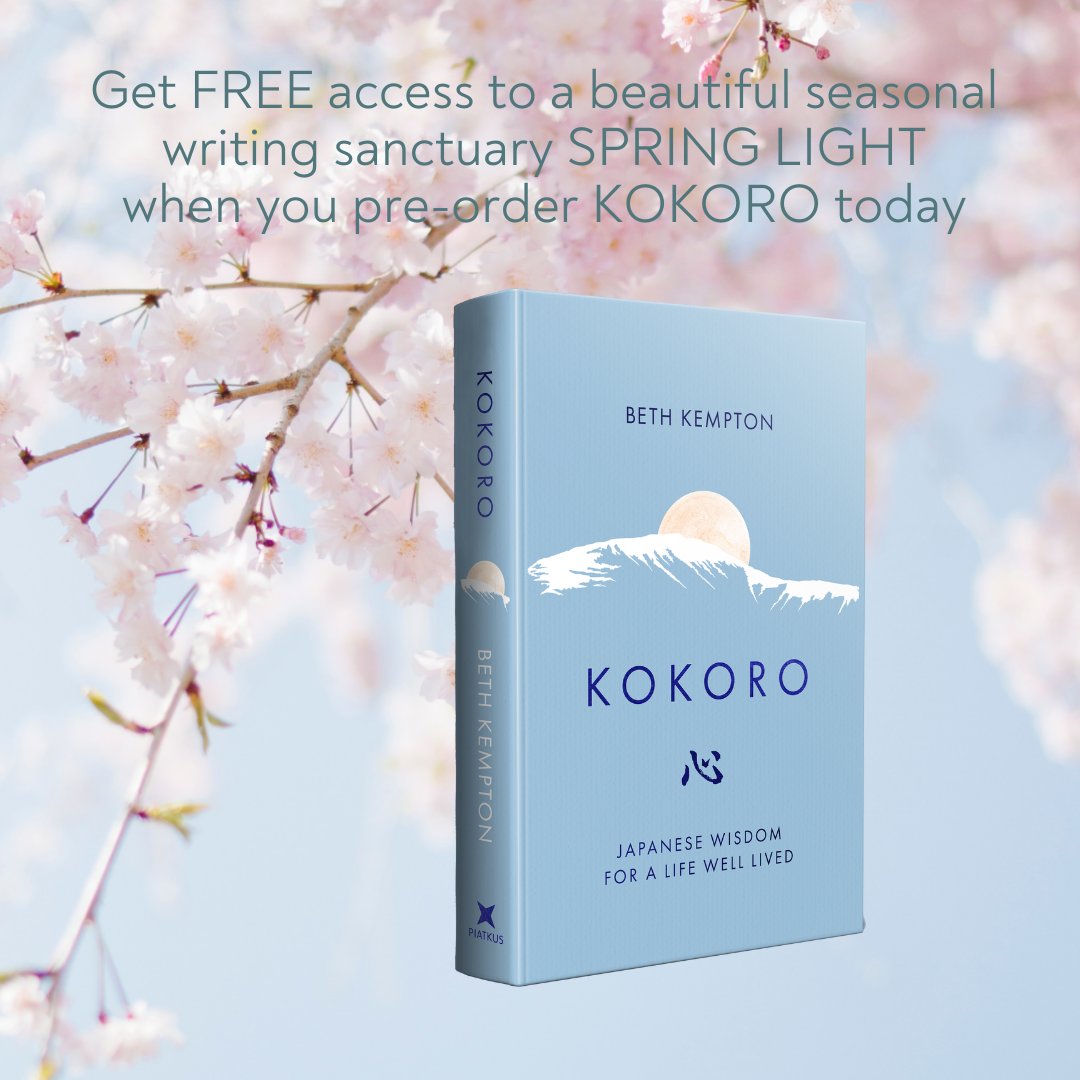 COVER REVEAL - The cover of my new book 'KOKORO: Japanese wisdom for a life well lived' features a full moon over Gassan (lit. moon mountain), a remote Japanese peak known as the mountain of death and the past. KOKORO is out on April 4 💙 bethkempton.com/kokoro