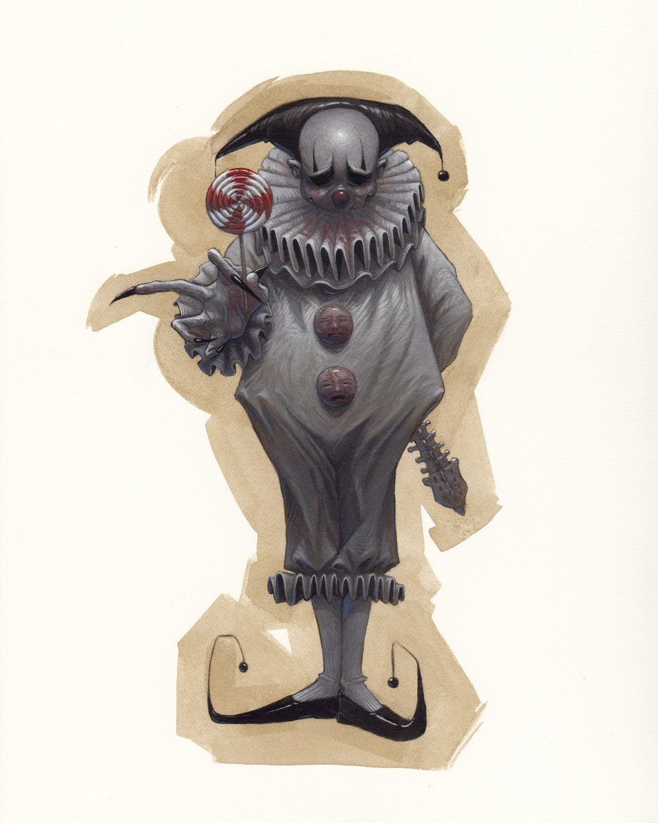 hqouch's tweet photo. scary clown i designed and painted for my character design class last year 😚 https://t.co/kL28g5FpTY