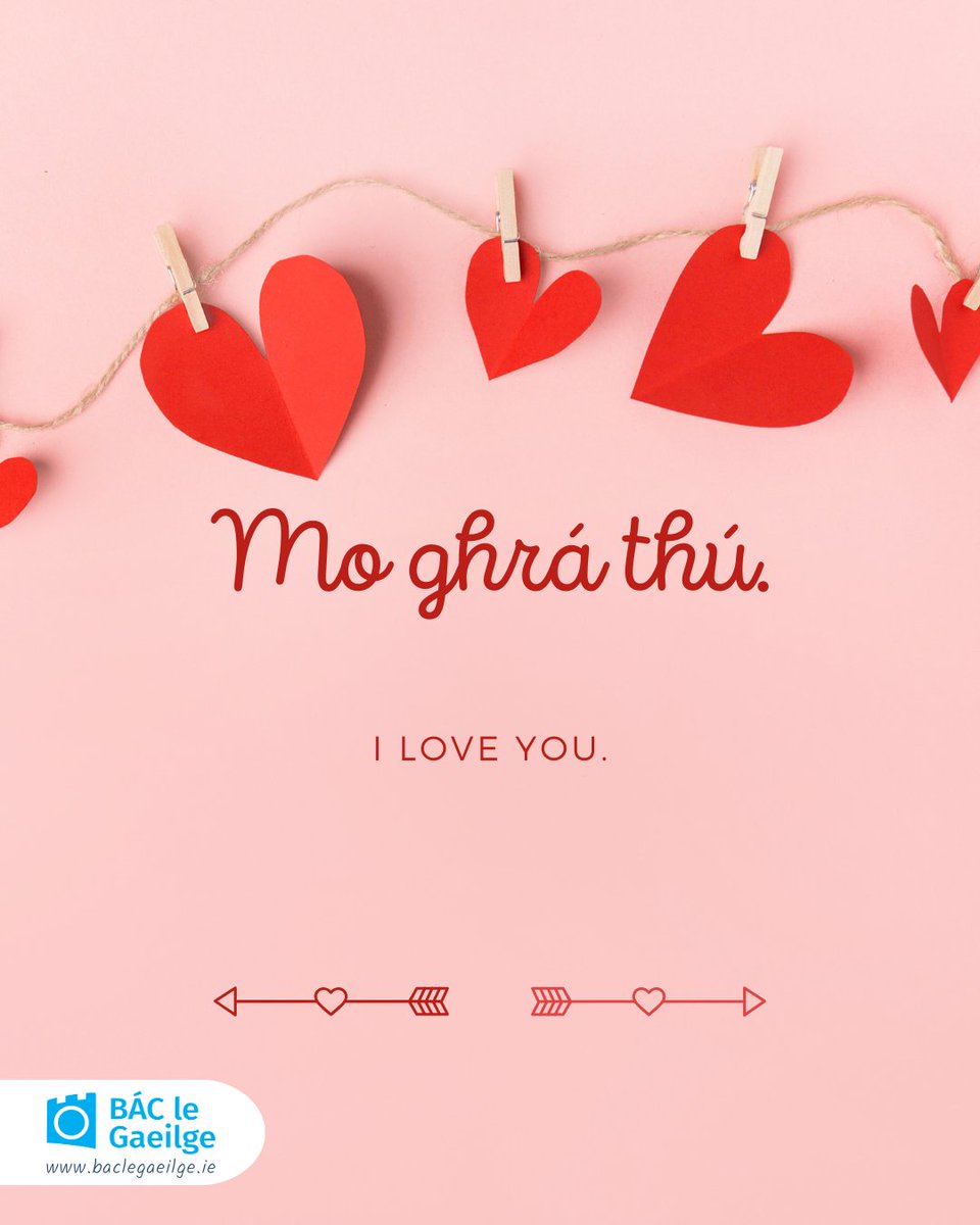 Bac_leGaeilge's tweet photo. ❤Lá Fhéile Vailintín❤

Ag iarraidh do ghrá a léiriú trí Ghaeilge inniu? Bain úsáid as na frásaí seo!

Want to show your love through Irish today? Use these phrases!

#Gaeilge #BÁCleG #BÁCleGaeilge #LáFhéileVailintín #valentinesday https://t.co/A129sSgTzr
