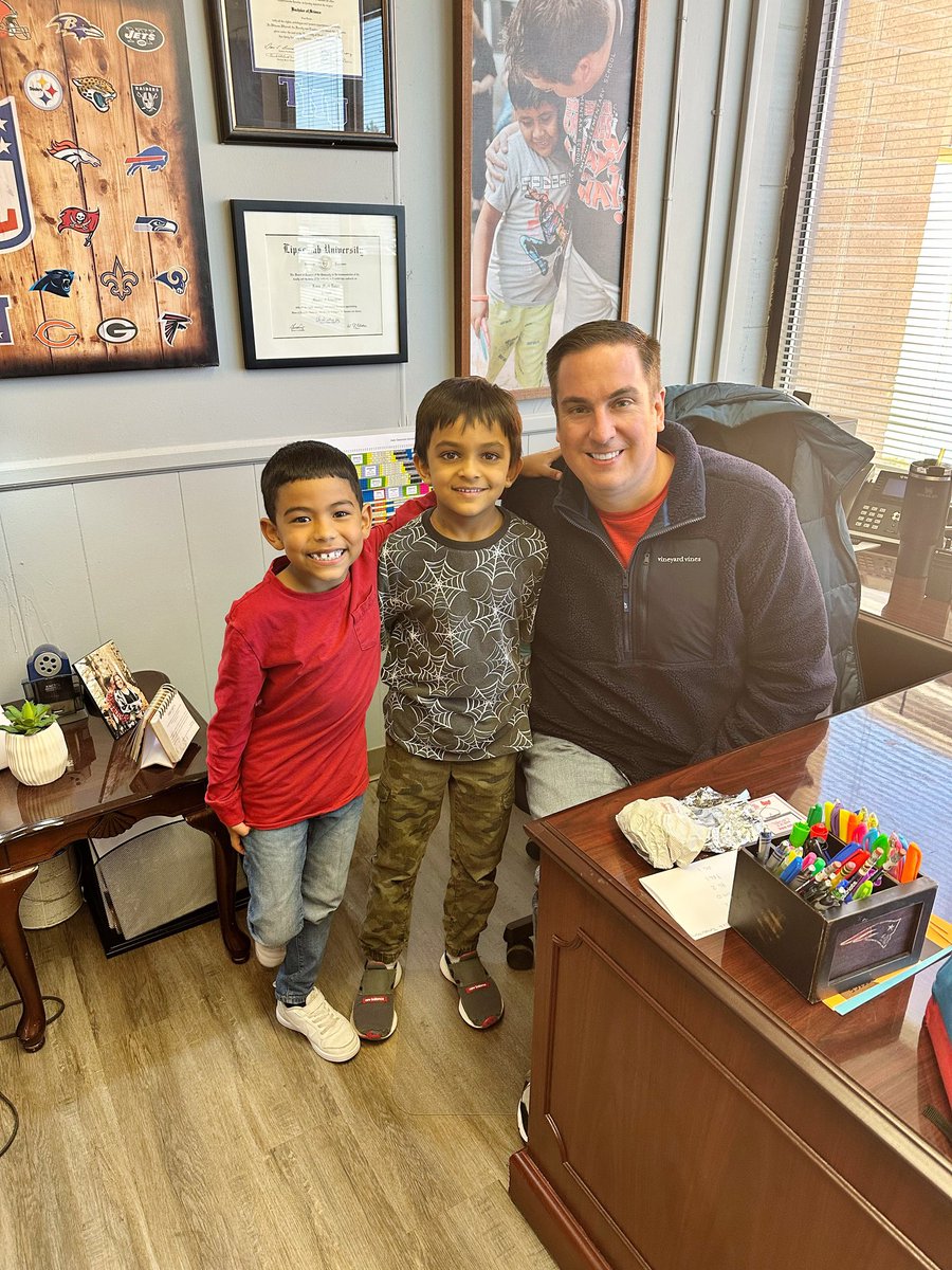 These two saved up class points to buy lunch with me. I ate lunch with them today and heard about all things football, soccer, favorite candy, and even about who they hope to have for a second grade teacher. These moments are the best in the midst of busy! #principalsinaction