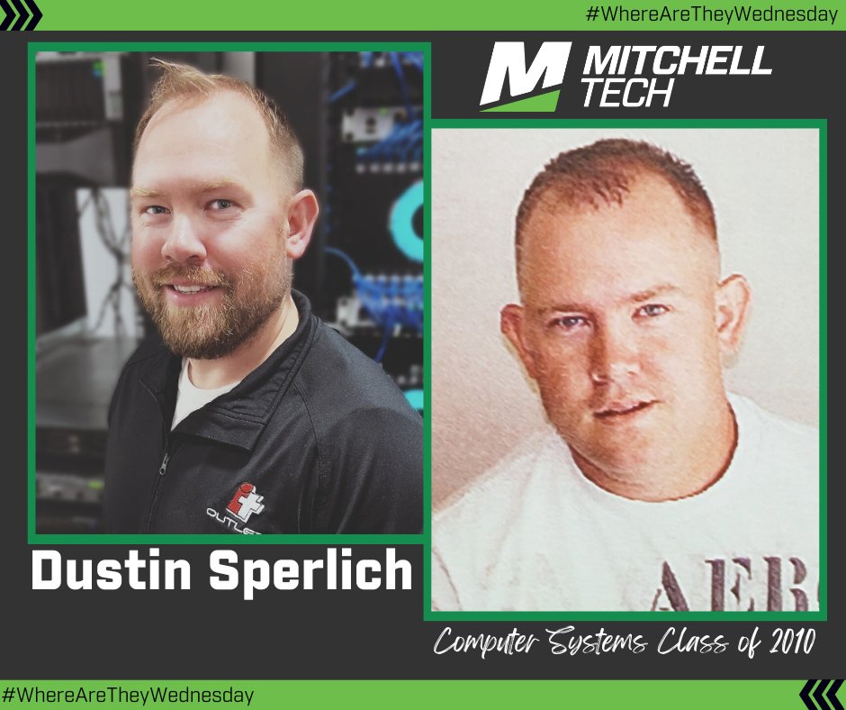 Dustin Sperlich (Computer Systems Technology '10), Director of Technology for @ITOutletInc, credits #MitchellTech with giving him a complete portfolio to 'build relationships with companies, as well as develop & train my employees.” #BeTheBest #MTCIST #WhereAreTheyWednesday