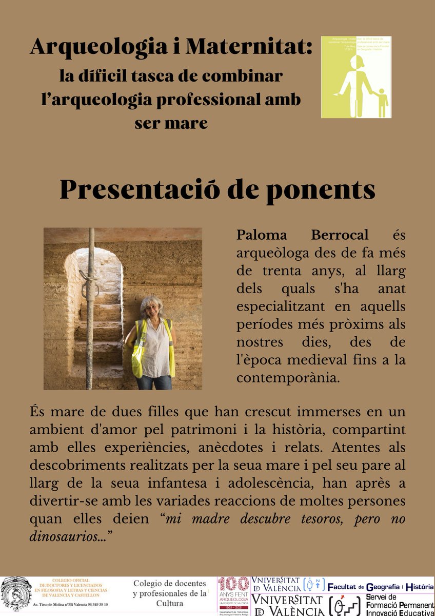 arqueocdlvalcas's tweet photo. Continuem amb la presentació de ponents per a la taula redona d'Arqueologia i Maternitat del 7 de març. La segona d'elles Paloma Berrocal ⬇️⬇️⬇️ https://t.co/s9LBAqXcdD