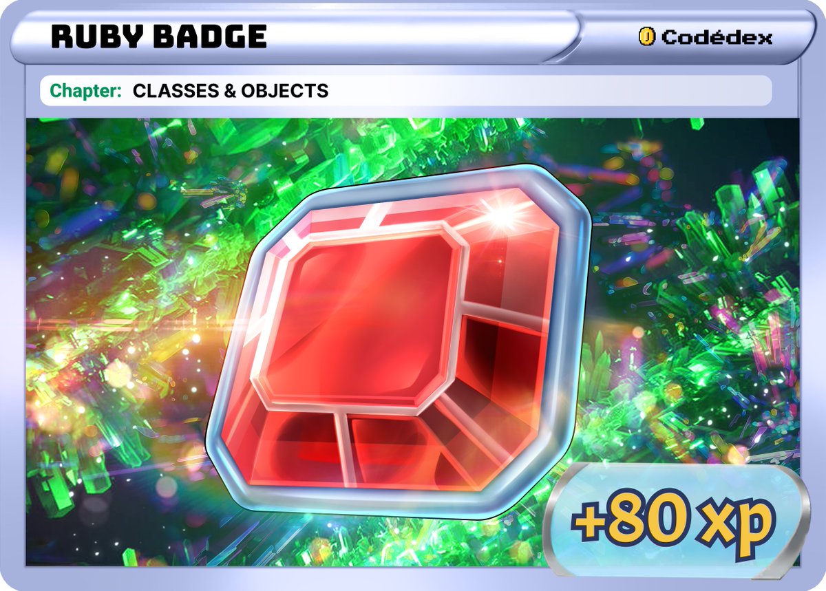 guksomeu's tweet image. I just earned the Ruby Badge on Codédex!  #Python #Codedex