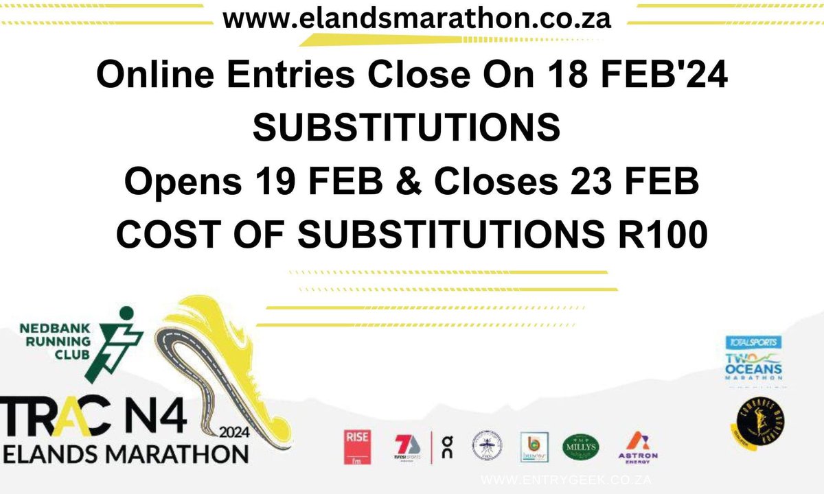 ElandsMarathon's tweet photo. #DareToBeGreat
#2024TracN4ElandsMarathon
#RunOnCloud
#TrapnLos
#RunningWithTumiSole
#FetchYourBody2024 https://t.co/wFp7nHQsMY