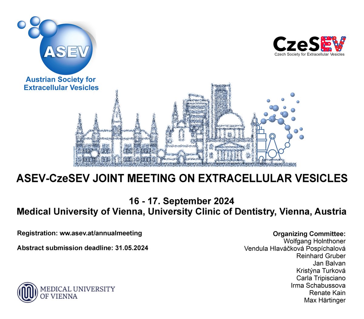together with our friends from <a href="/CzeSEV/">CzeSEV</a> we are proud and happy about our first joint annual meeting in beautiful #Vienna 😎We welcome you #EV-enthusiasts all over the globe ❤️Abstract submission/Registration: asev.at/annualmeeting <a href="/IsevOrg/">ISEV</a>