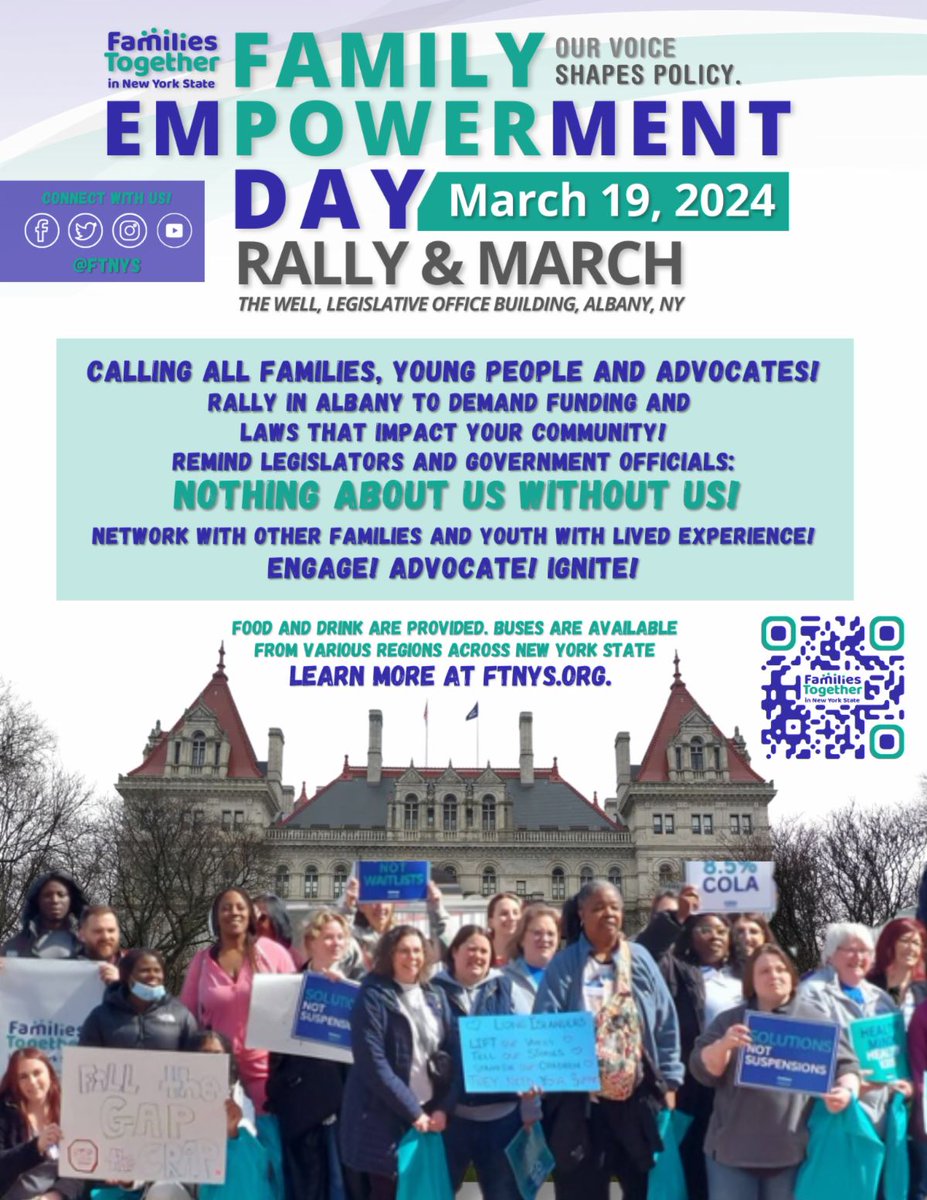 We are having townhalls throughout  the month leading up to the main in-person event "Family Empowerment Rally &amp; Advocacy Day" on March 19th at the New York State Capitol! Demand laws and funding meet legislators, and share your stories.
Learn &amp; register: conta.cc/4bgvT05