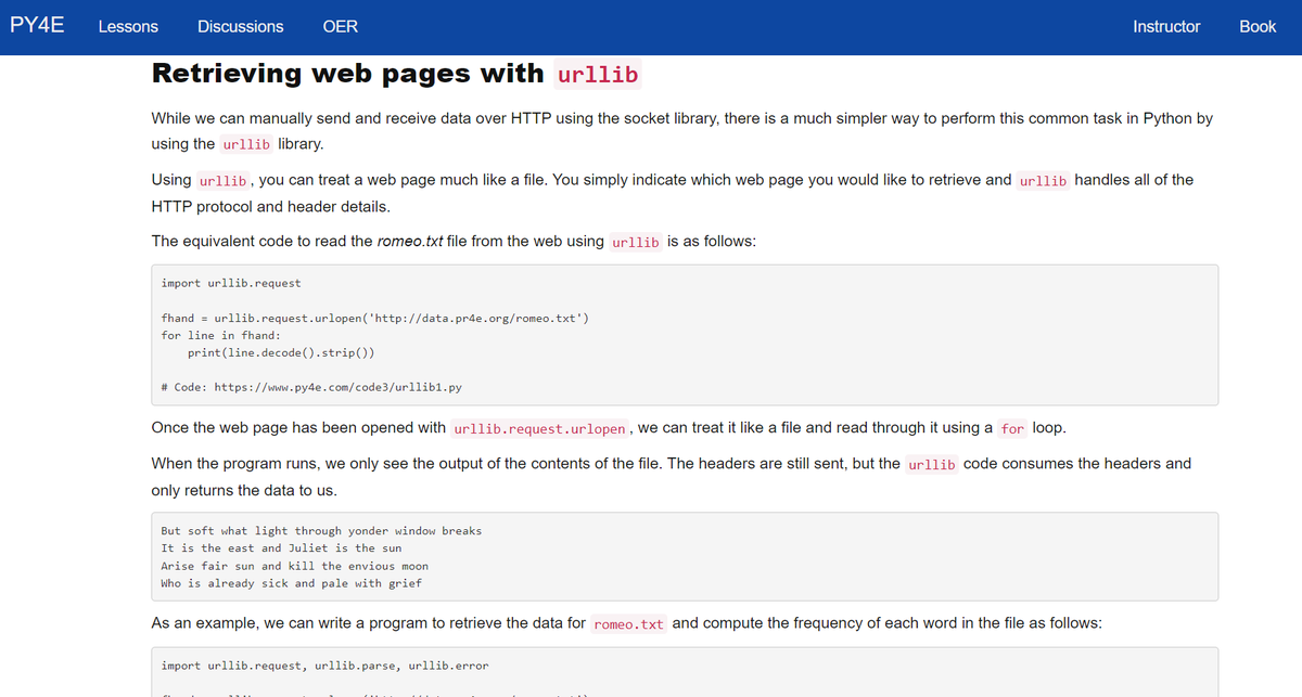 barelyai's tweet photo. Day 16 of #100DaysOfCode :
- Started new module - "Networked Programs" of #PY4E.
- Learnt how to write a simple web browser, Retrieving an image over HTTP and Retrieving web pages with urllib in #Python.
#freecodecamp https://t.co/N4pgt92VOR