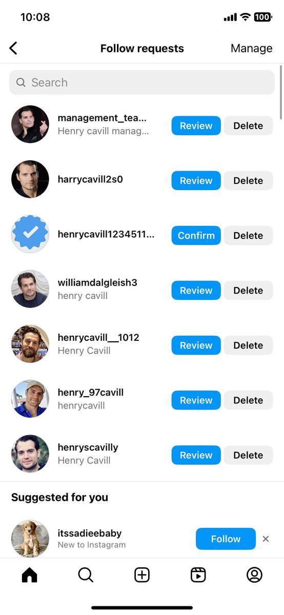 _toritos's tweet photo. You drunkenly comment “I love you” on ONE of Henry Cavill’s insta posts and now your follow requests look like this https://t.co/EIMWdnm6fJ