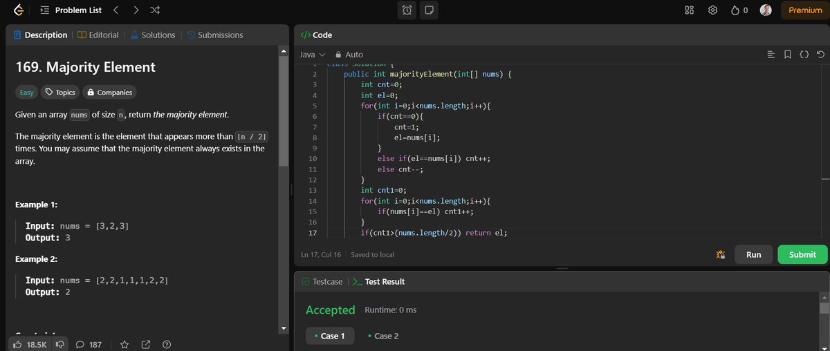 DhruvTomar30's tweet photo. π― DAY-(44/100) #100daysofdsa journey π
Today I have solved 2 question :-
β
Rearranging array in alternating numbers by signs
β
optimal code of majority element
Stay tuned for more updates on my #100DaysOfDSA
#100DaysOfCode
#DSA
#striversa2zdsa
#striverssdesheet
#buildinpubl https://t.co/bKWFvLG18L