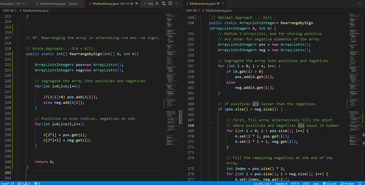 DhruvTomar30's tweet photo. π― DAY-(44/100) #100daysofdsa journey π
Today I have solved 2 question :-
β
Rearranging array in alternating numbers by signs
β
optimal code of majority element
Stay tuned for more updates on my #100DaysOfDSA
#100DaysOfCode
#DSA
#striversa2zdsa
#striverssdesheet
#buildinpubl https://t.co/bKWFvLG18L