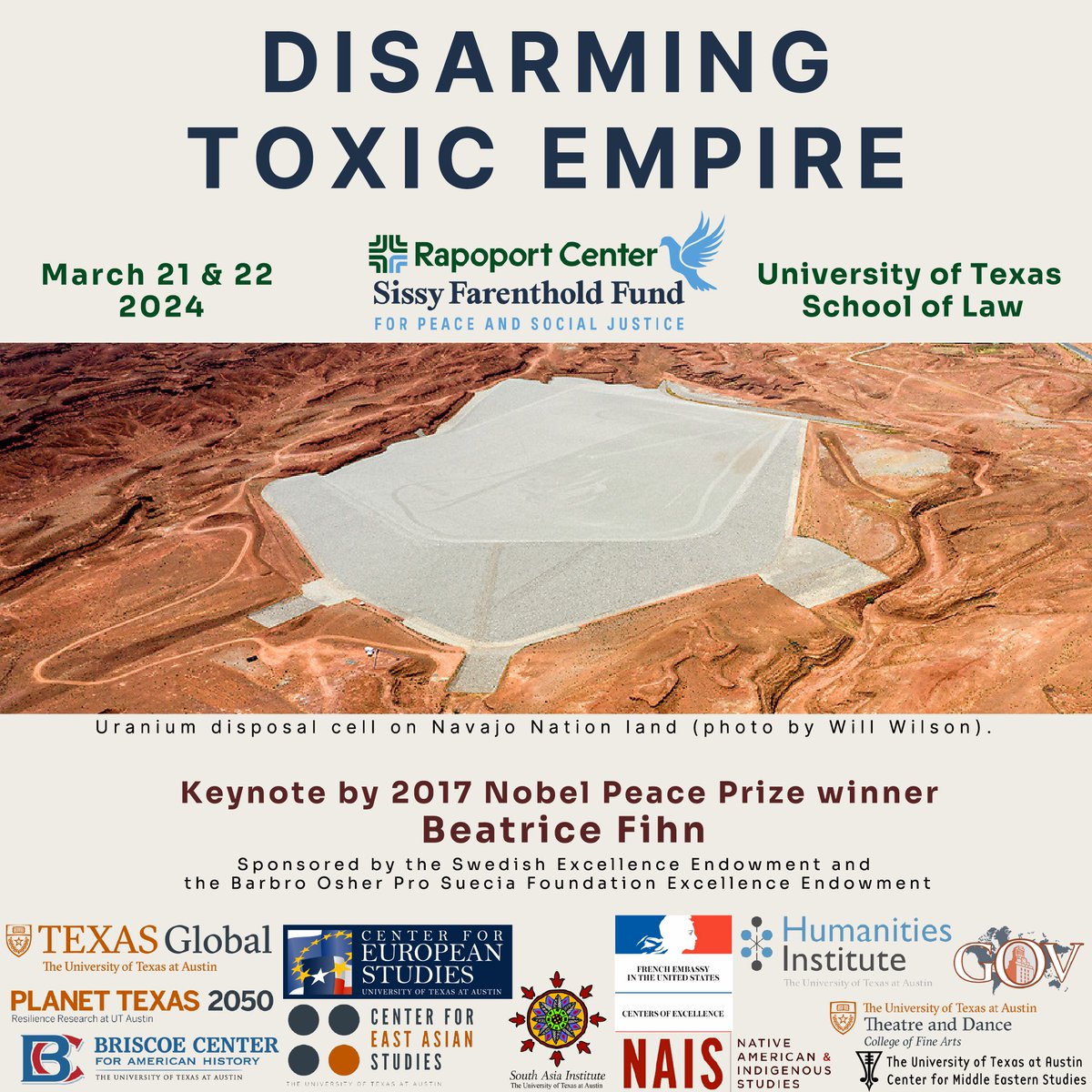 Join us for an interdisciplinary conference on nuclear disarmament, environmental justice, and peace, including a keynote address by Nobel Peace Prize winner Beatrice Fihn and a performance by movement artist Eiko Otake. For more info and to register: bit.ly/48gDrgs