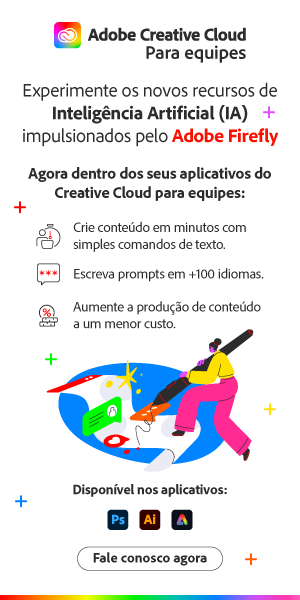 As equipes criativas mais eficientes já estão usando Inteligência Artificial (IA) ⚡️😎. Adicione elementos, mude cores e crie efeitos em questão de segundos com os recursos de IA impulsionados pelo Firefly no Photoshop, Illustrator e Adobe Express. 🚀 Experimente agora!