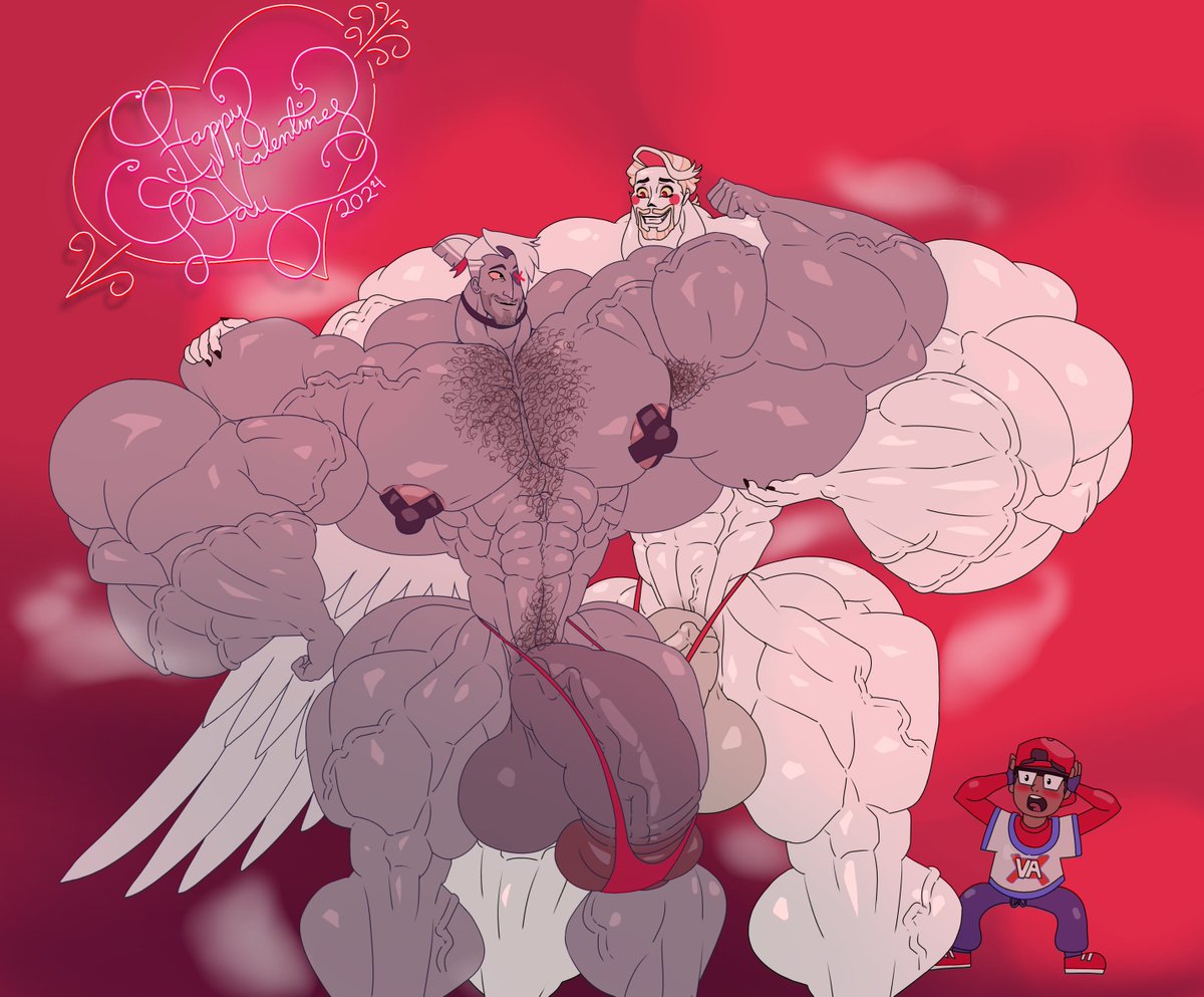 Noticed the lack of Musclemen in the supporting cast of Hazbin Hotel and excessive Violence against them in Helluva Boss, so normally i did something about that :> happy valentine's day everyone ❤️❤️❤️