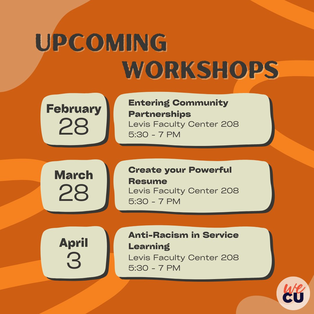📣@Uoflllinois students! This Spring semester We CU is offering three student workshops. All Illinois students are welcome! Dinner will be served, but space is limited. Learn more and register at: wecu.illinois.edu/events-trainin…