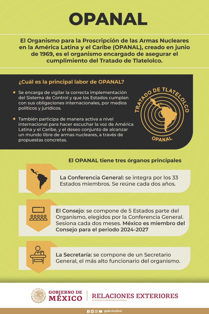 ¡Conoce más sobre la labor de la @OPANAL!

#TratadoDeTlatelolco #DesarmeNuclear