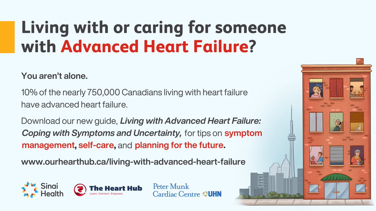 Living with #heartfailure comes with many questions about tomorrow. But you're not alone🤝 Our latest guide demystifies advanced HF, offering practical advice on symptom management, coping strategies, and helpful tools! Explore the free guide now: ourhearthub.ca/living-with-ad…