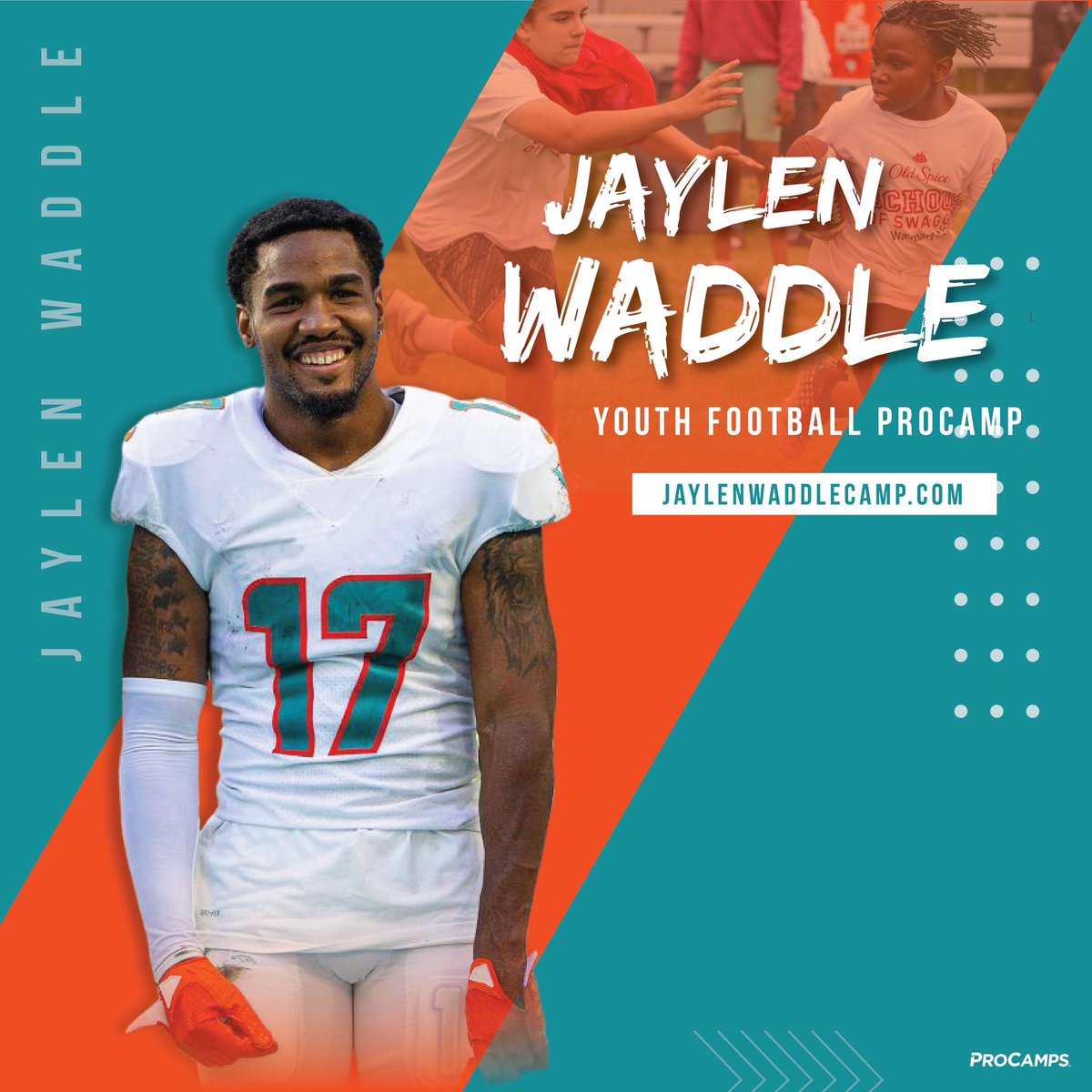 Fins Fam, it’s time to show out!🐬☀️⬇️ My Football @ProCamps registration is now open! Visit JaylenWaddleCamp.com to secure your spot! 🏈🔒