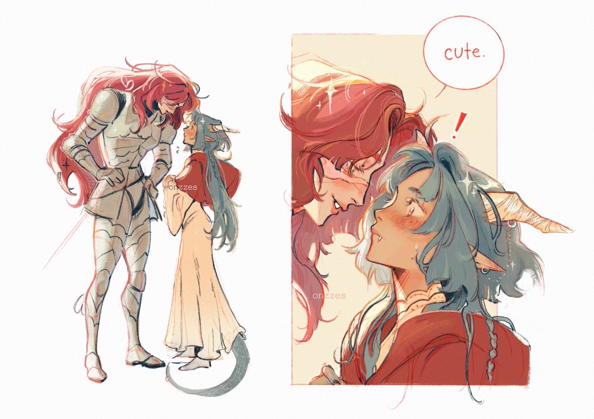 reposting my ocs aka the dragon &amp; the knight who fell in love (oh my god they were lesbians) because it's valentine's day🐉🌹✨