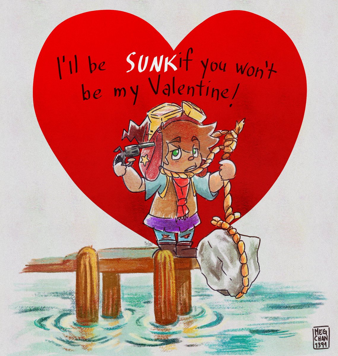 Meg_chan1391's tweet photo. Happy Valentine's Day, this drawing is a parody of a Valentine's Day card but with a sock <3 🔥😈
#W2H #welcometohellflim https://t.co/FNImgvt4m3