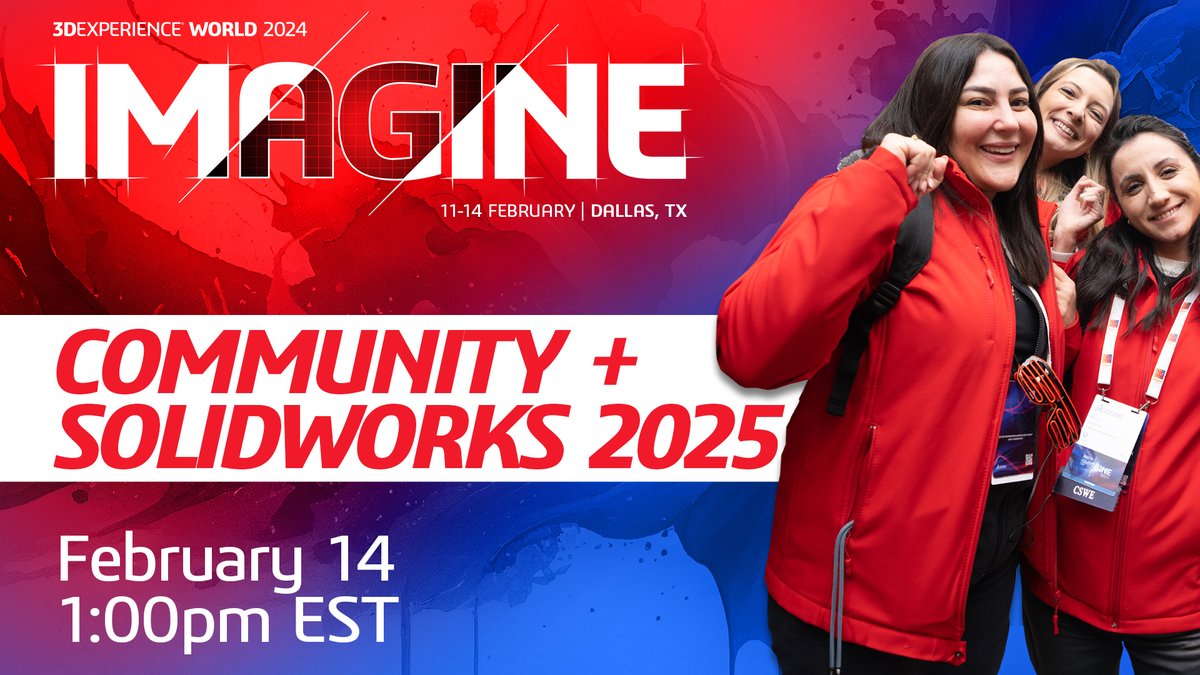 SOLIDWORKS's tweet photo. Today is our last day of 3DEXPERIENCE World 2024! Let #SWLive bring a little bit of Dallas to you, Join us now as we share a COMMUNITY update and share a sneak peek at what's to come in SOLIDWORKS 2025! Don't miss it! #3DXW24 https://t.co/MwpB8dfrvK https://t.co/vz3T20TjUy