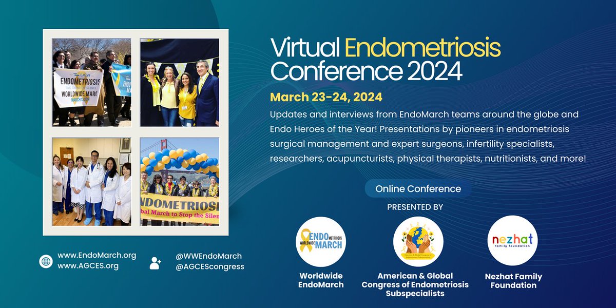 See you all at the 2024 Virtual Endometriosis Conference on March 23-24, 2024. Register now at EndoConference2024.eventbrite.com #EndoConference2024 #EndometriosisAwareness #VirtualConference #AGCES #WorldwideEndoMarch #EndoMarch2024