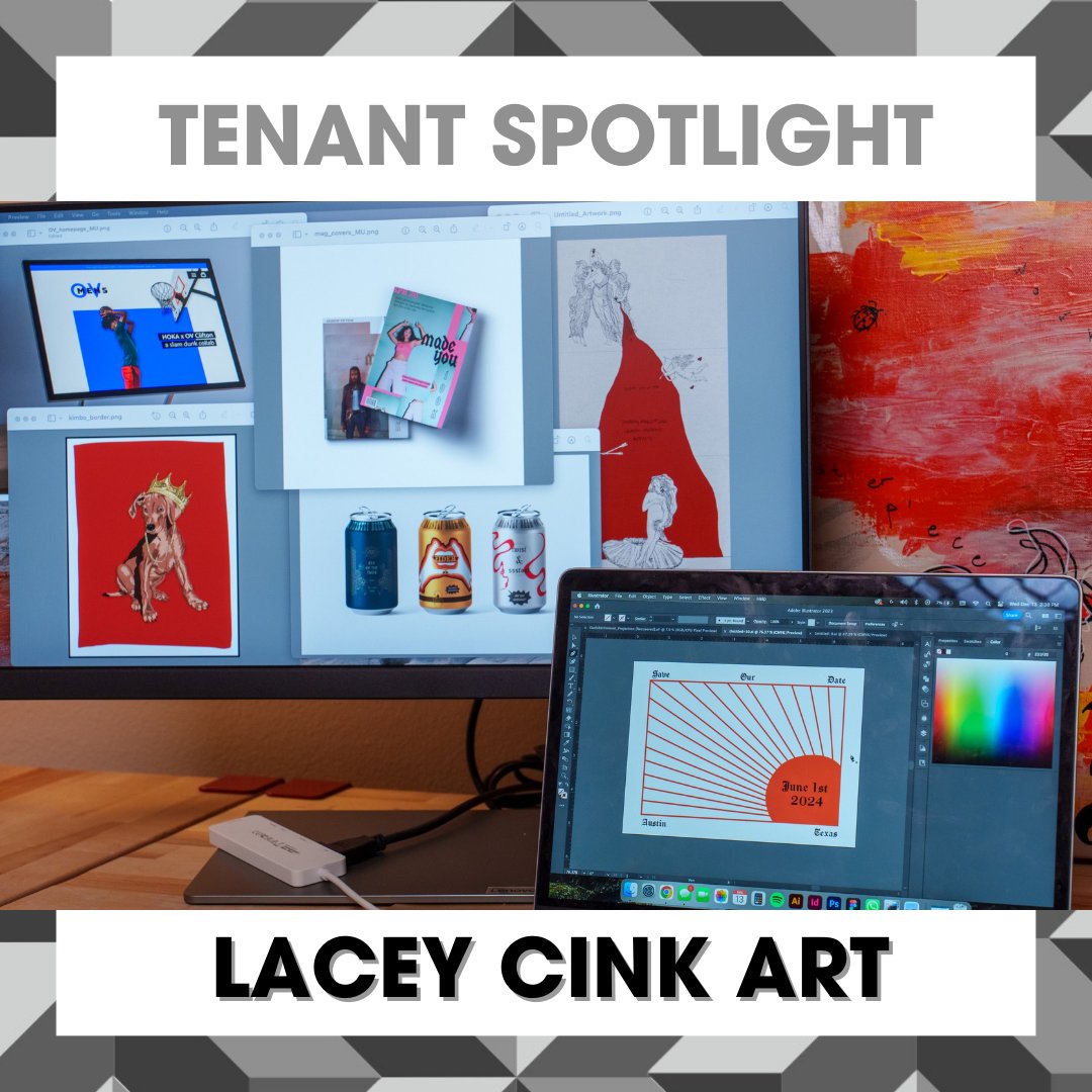 #TenantSpotlight | Lacey Cink is a graphic designer whose eclectic style gravitates towards bold colors, clean lines & hand-drawn illustrations. 
 
Check out her portfolio: l8r.it/FDlC

Contact our Austin team at l8r.it/gFRB to customize your #XSpace!