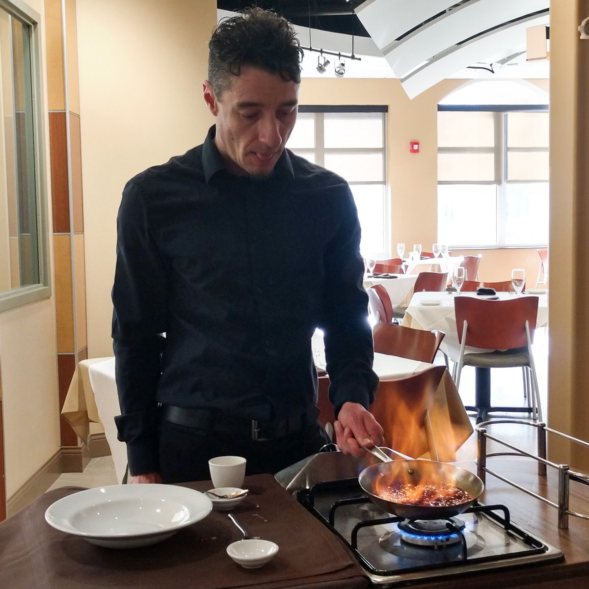 CIMtweet's tweet photo. 🍒 Get ready for a sweet treat! Week 6 at COURSES as we introduce table-side Cherries Jubilee. 🍽️ Today, our talented CIM Students are mastering the art of creating this decadent dessert, complete with the perfect flambé. Don't miss out on this delightful experience! 🔥 https://t.co/Doh6x5Su2e