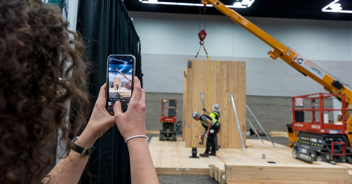 MassTimberConf's tweet photo. WoodWorks' live mass timber construction demonstration returns to the exhibit hall, and it's getting a serious upgrade for 2024. Register through February 21 to save 20% on select passes. You don't want to miss this event! 

https://t.co/4xOtSTOxza https://t.co/FMpwLkwpCV