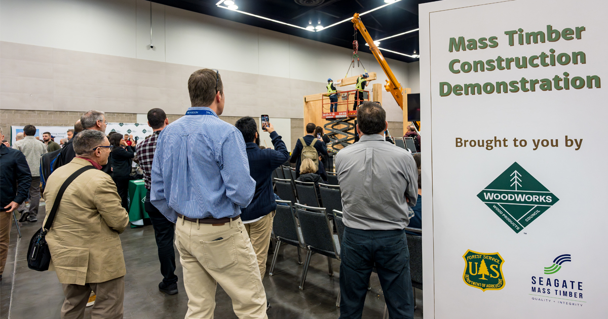 MassTimberConf's tweet photo. WoodWorks' live mass timber construction demonstration returns to the exhibit hall, and it's getting a serious upgrade for 2024. Register through February 21 to save 20% on select passes. You don't want to miss this event! 

https://t.co/4xOtSTOxza https://t.co/FMpwLkwpCV