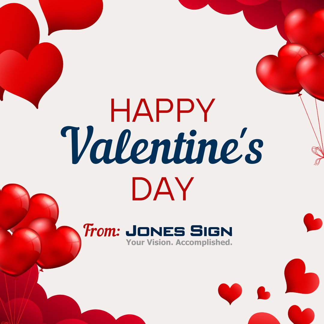 jonessign's tweet image. Happy Valentine's Day from all of us at Jones Sign! Whether you're celebrating with a special someone, friends, or family, we hope your day is filled with love, laughter, and joy! 

#ValentinesDay #SpreadLove #JonesSign