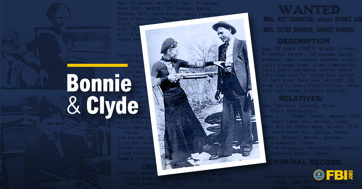 During the 1930s, Bonnie and Clyde left a trail of violence and terror across the United States. Due to the diligent investigation of #SpecialAgents, the #FBI put an end to their crime spree. Create a safer, more just future for all. Apply today. #FBIJobs ow.ly/YYGB50Qww2a