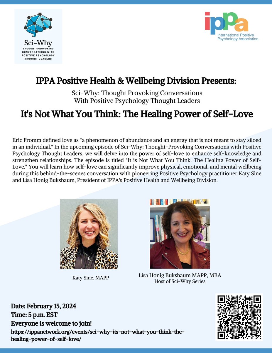 Soaringwords's tweet photo. TOMORROW: Join the conversation with Katy Sine on SSci-Why: Thought Provoking Conversations With Positive Psychology Thought Leaders💕
@IPPAnet

Sign up at: https://t.co/k34d5b1oCO https://t.co/pb3ZjxWLqL
