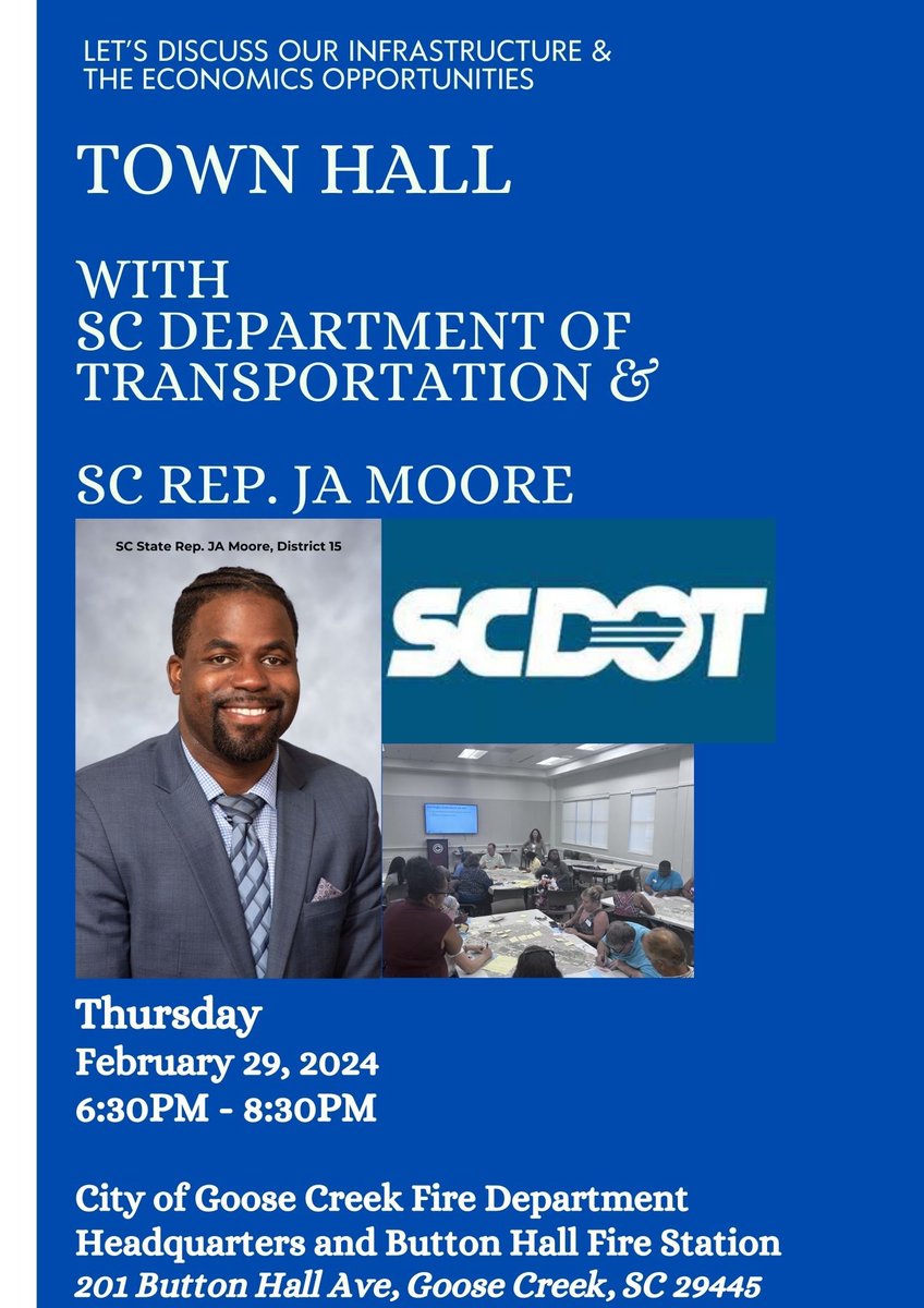 jamooreforsc's tweet photo. LET'S DISCUSS OUR INFRASTRUCTURE &amp; THE ECONOMICS OPPORTUNITIES https://t.co/JrZzBFO0iC