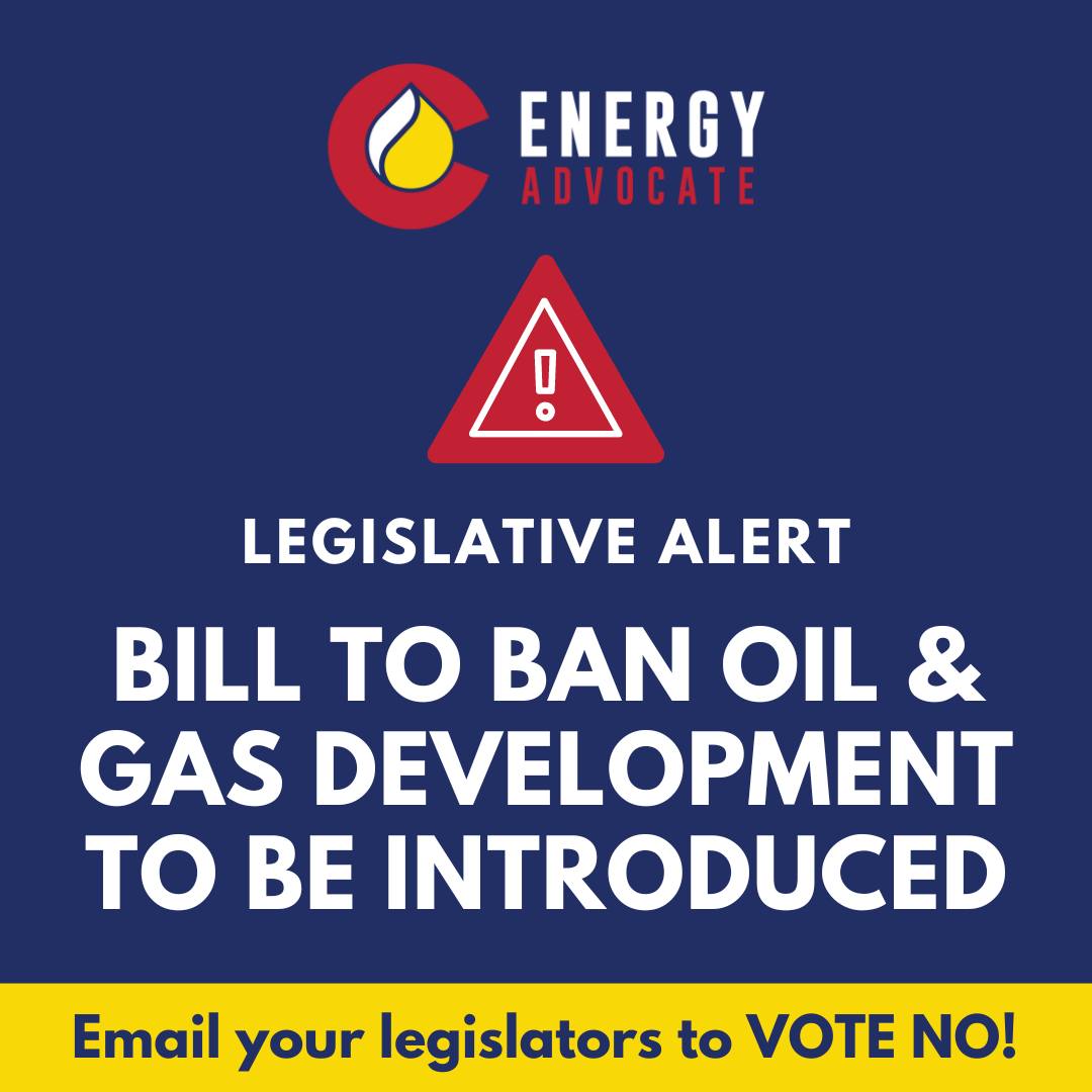 Legislators introduced a bill yesterday to end "new oil and gas permits" in 2029. 

This effort is a BAN ON OIL &amp; GAS DEVELOPMENT and goes against the will of Colorado voters.

Click the link to sign your name to an email to your elected representatives: ow.ly/85in50QANzF