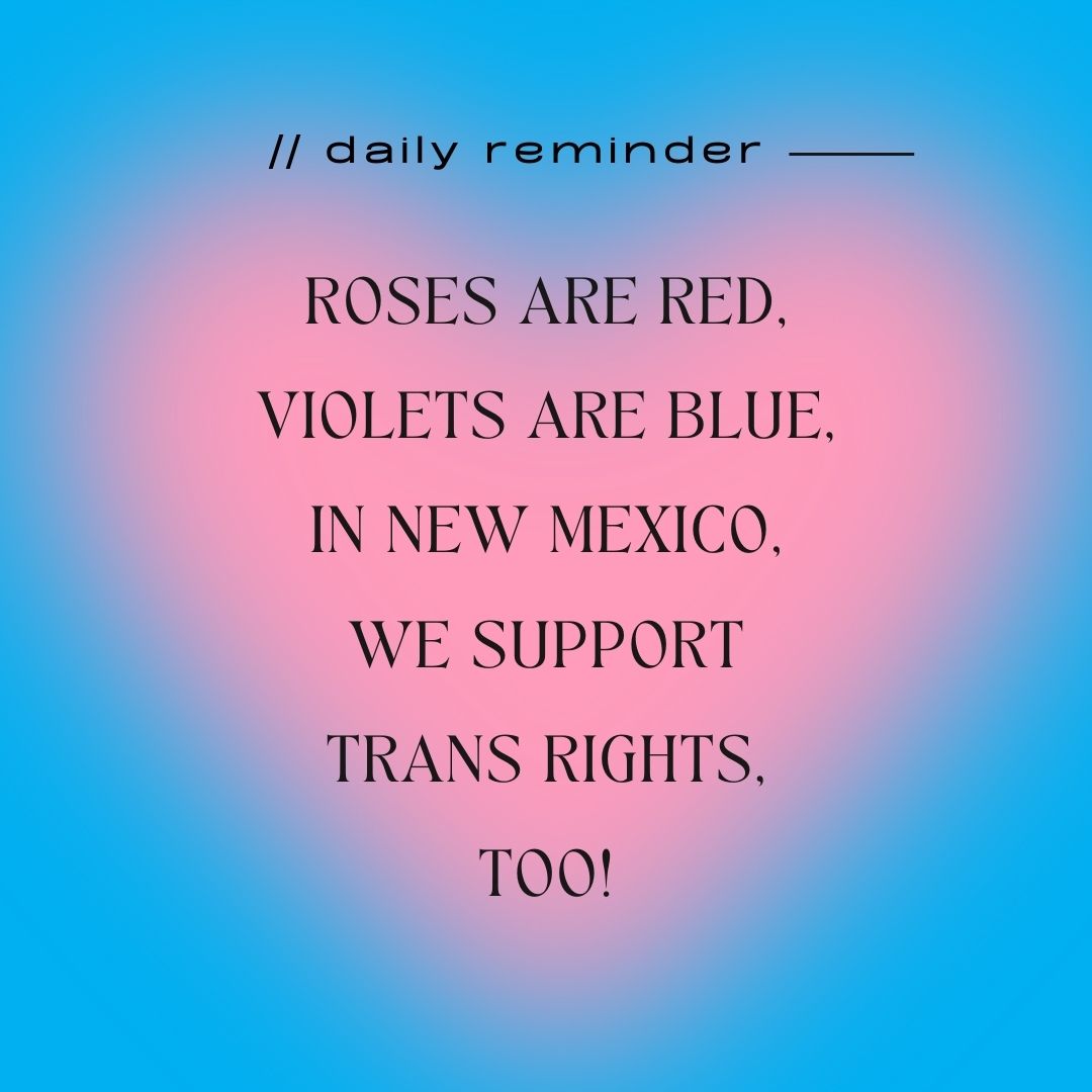 ProgressNowNM's tweet image. Transgender people are part of our workplaces and our neighborhoods, and they need to be able to use the restroom just like everyone else.
#basichumanrights #nmleg #nmpol