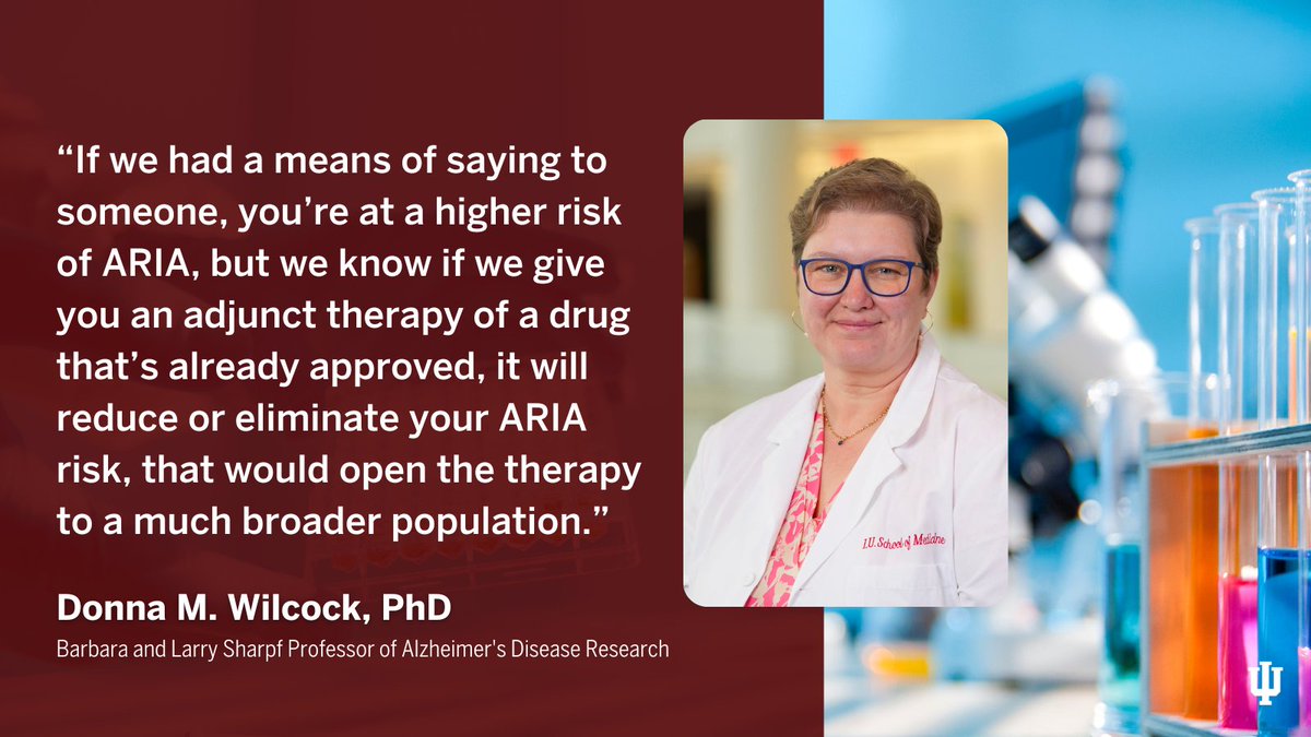 Donna Wilcock, PhD, received a $3.36 million grant from @NIH_NINDS to study why edema and microhemorrhages occur in the brains of some people who receive Alzheimer’s therapies: bit.ly/3uxDK96