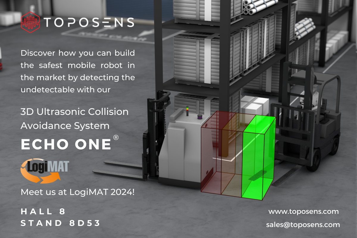 👀 You know where to find us next! ⬇ 
See you soon in Stuttgart - LogiMAT Trade Show 2024 is not one to be missed.
You know it makes (ultrasonic) sense. 😉 
📍 Hall 8 Booth 8D53.
#toposens #meysens #logimat #logistics #agv #sensor #automation #robotics