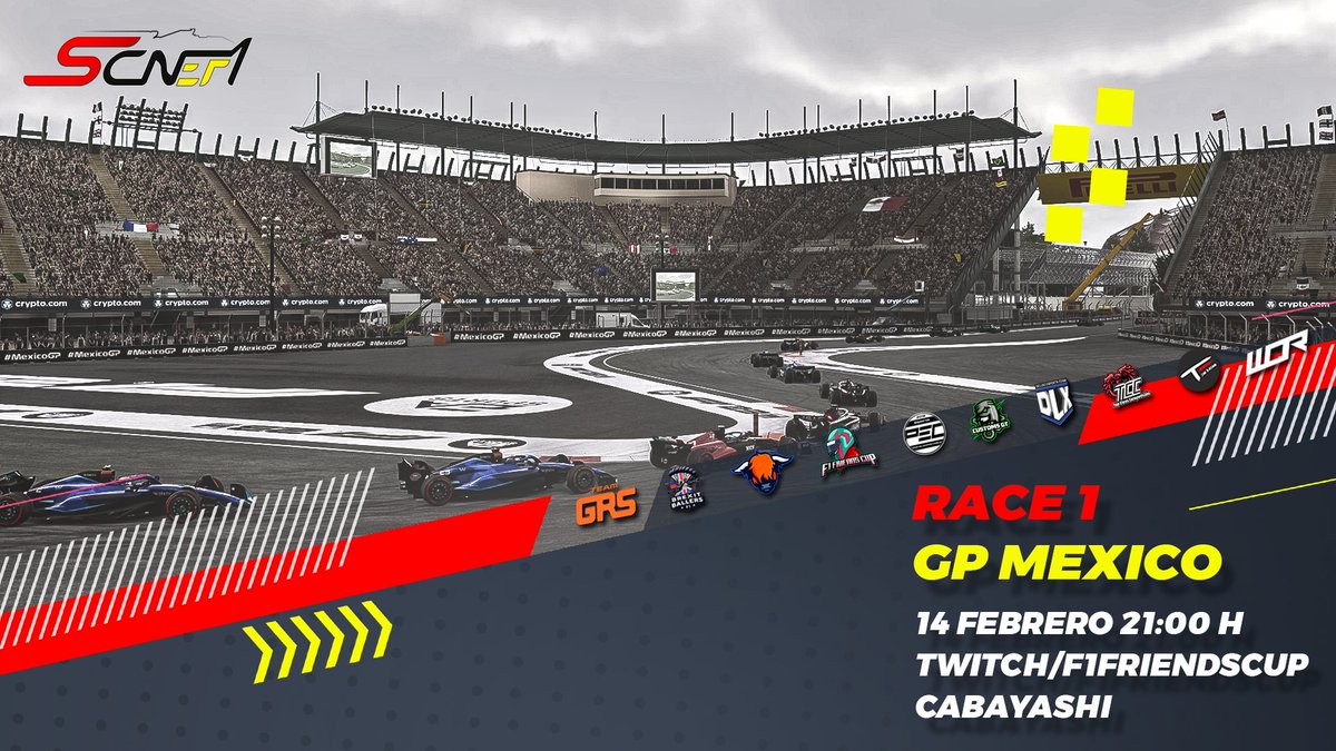 #SCNEF1 | 😍 ¡Día de carreras, día de SCNEF1!

🇲🇽 Hoy nos desplazamos hasta el Hnos. Rodríguez para disputar la primera carrera del año.

🎙️ Nos lo contará <a href="/Cabayashi/">𝓒𝓪𝓫𝓪𝔂𝓪𝓼𝓱𝓲</a> en nuestro canal de Twitch a partir de las 21:00 (ESP) - 20:00 (UK).

📺 twitch.tv/f1friendscup