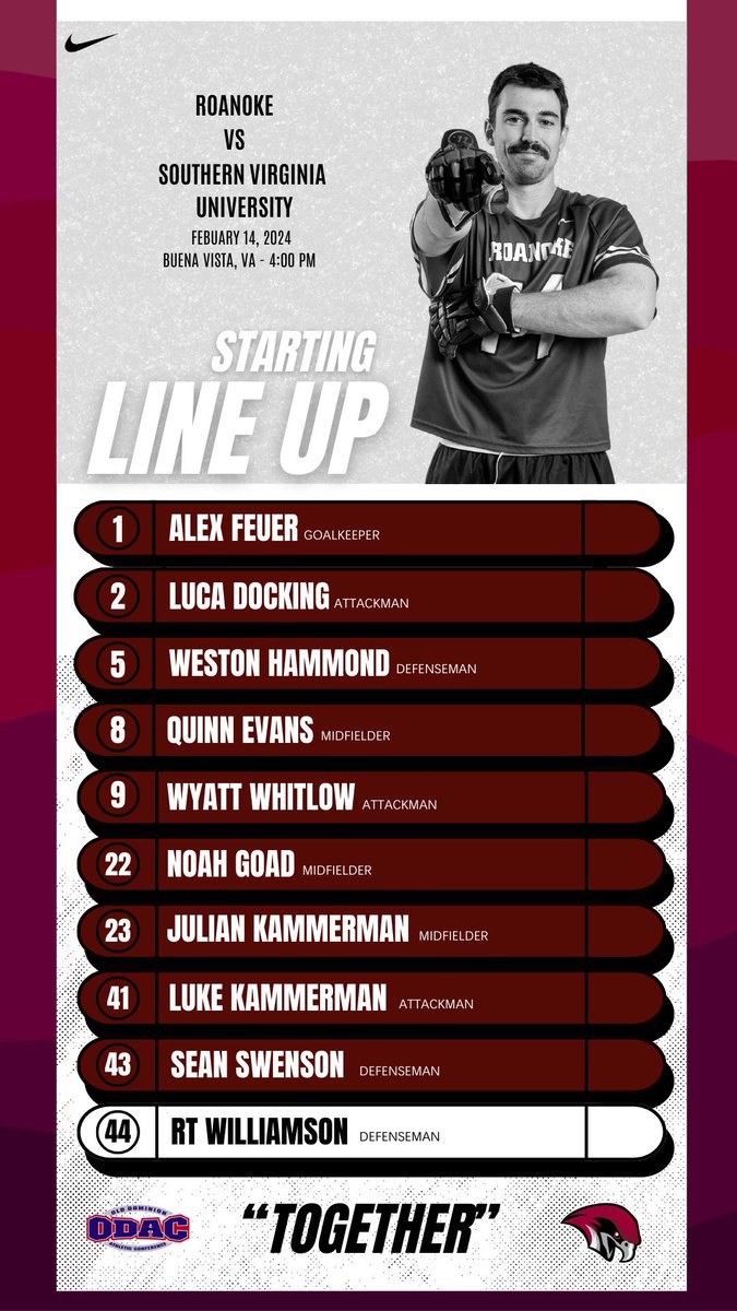 Starting lineup for todays game against SVU