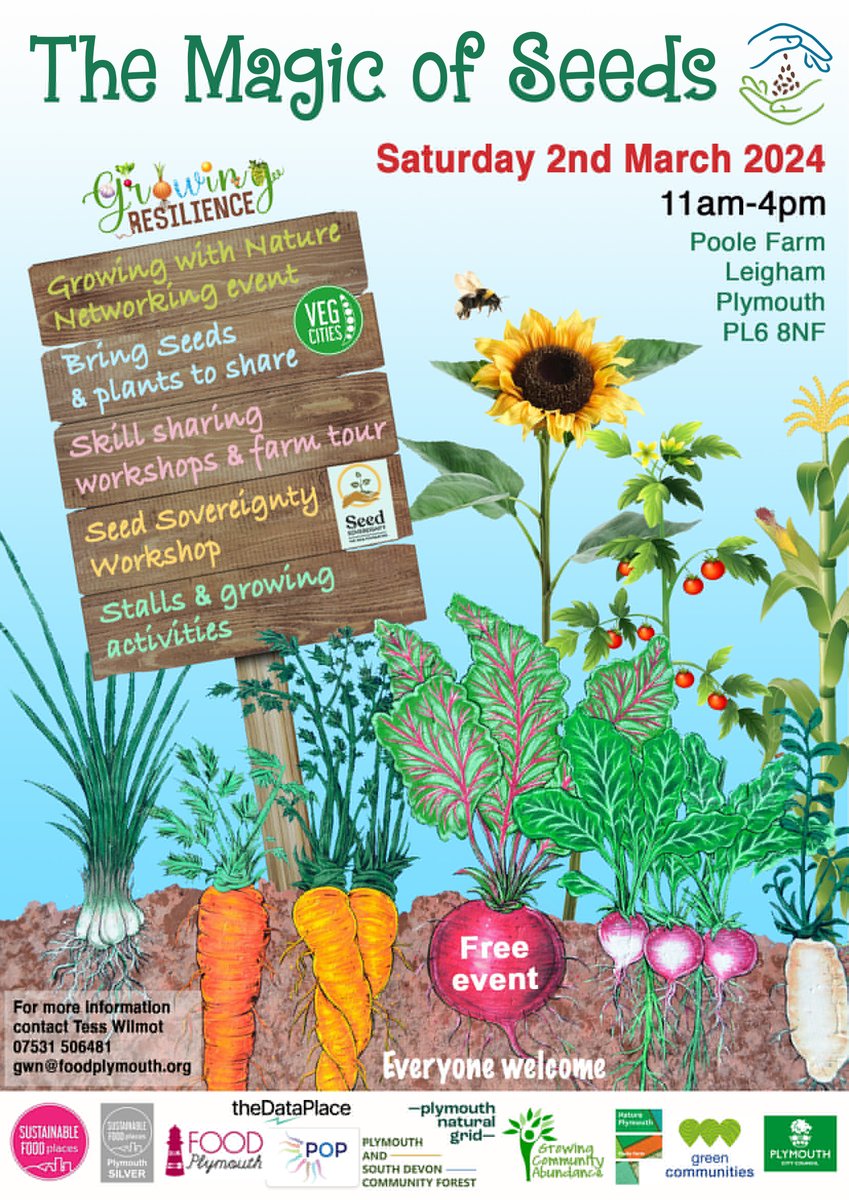 Growing from seeds is part of #GrowingResilience! Check out this #MagicOfSeeds event at #Poolefarm in Forder Valley. Workshops, growing and craft activities, guided walks, foraging and much more @FoodPlymouth @NaturePlymouth