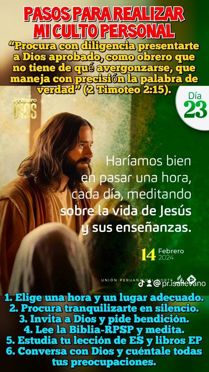 IsaiLevano's tweet photo. Así como tienes una determinada hora cada día para tus comidas, elige también una hora y un lugar para estar a solas con Dios.

¡Dios te bendiga hoy!

#PrimeroDios #RID https://t.co/AOGQ25EFUt