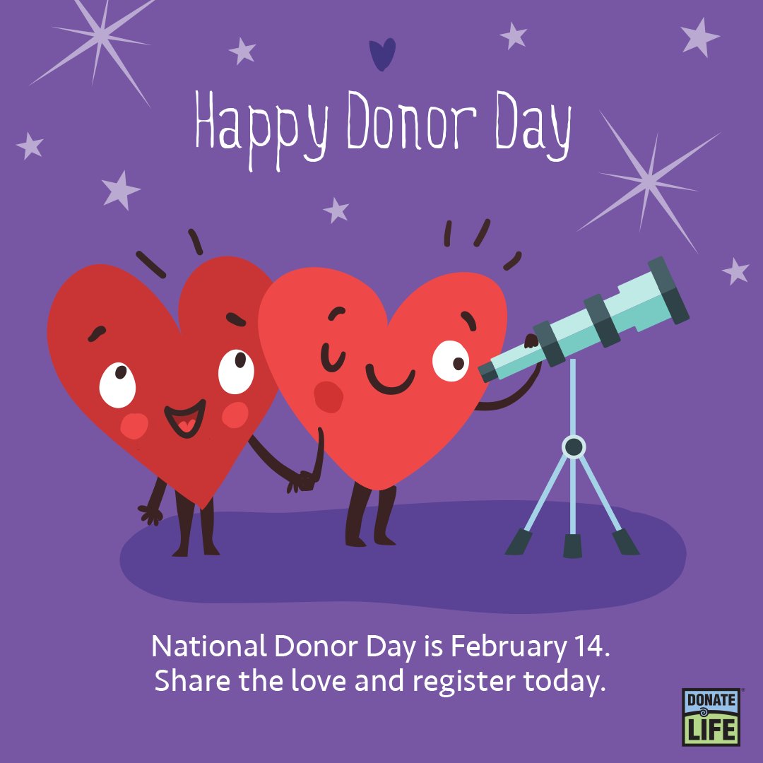 National Donor Day is dedicated to spreading awareness about organ, eye and tissue donation. It is a day to recognize those who have given and received the gift of life, as well as those who are currently waiting for a transplant. #DonateLife donatelife.net