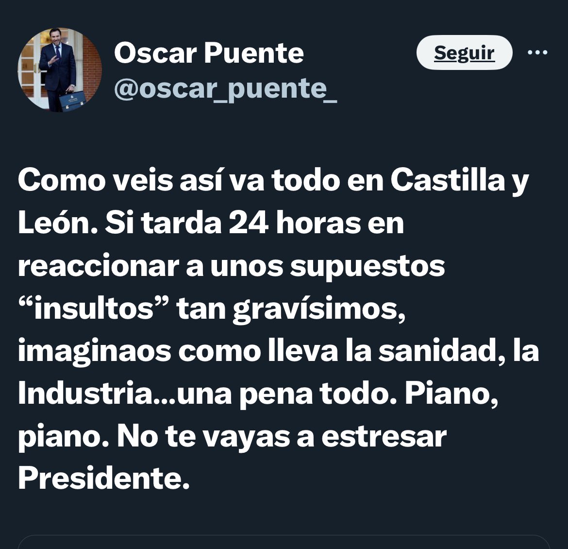 ParamioConde's tweet photo. A ver si el que va a ir retrasado es Oscar Puente, que no se ha enterado que en “su tierra”, somos líderes en producción industrial y exportaciones. Una de las CCAA donde los usuarios valoran mejor la sanidad, la que más invierte por persona y la que más médicos tiene. https://t.co/oCB2xdw3mv