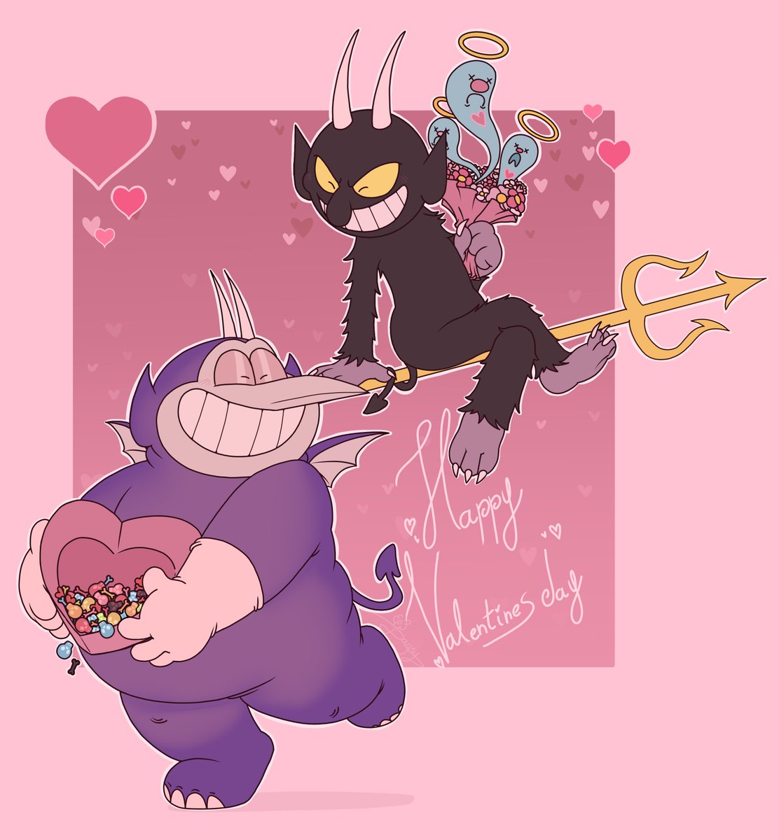 MaggieNycto_2's tweet photo. Happy Valentines day! ^^ 💜🖤 
#henchdevil #RENEWTHECUPHEADSHOW https://t.co/GJT8pK9wzs