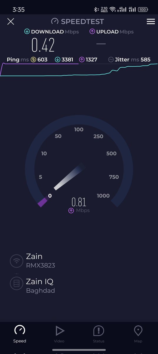 17abd8's tweet photo. This is a 4G #LTE #internet provided by @ZainIraq @Zain in #Baghdad
Notice that this traffic between cell tower and the data center of Zain!!! And this is the speed!
@iraqcmc do nothing, because they have to maintain their pockets from this problems... https://t.co/BfkaYAPbc8